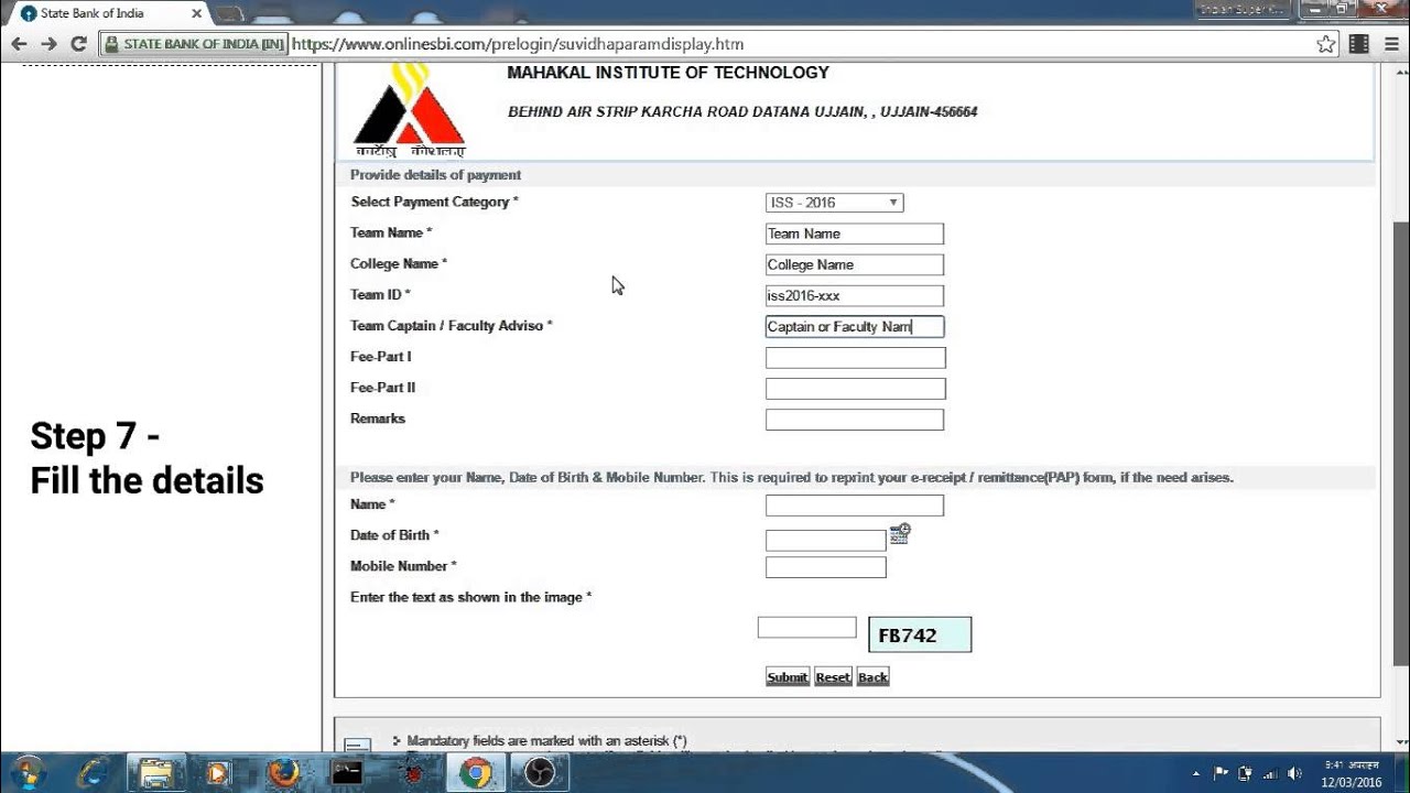 How to make payment via state bank collect.