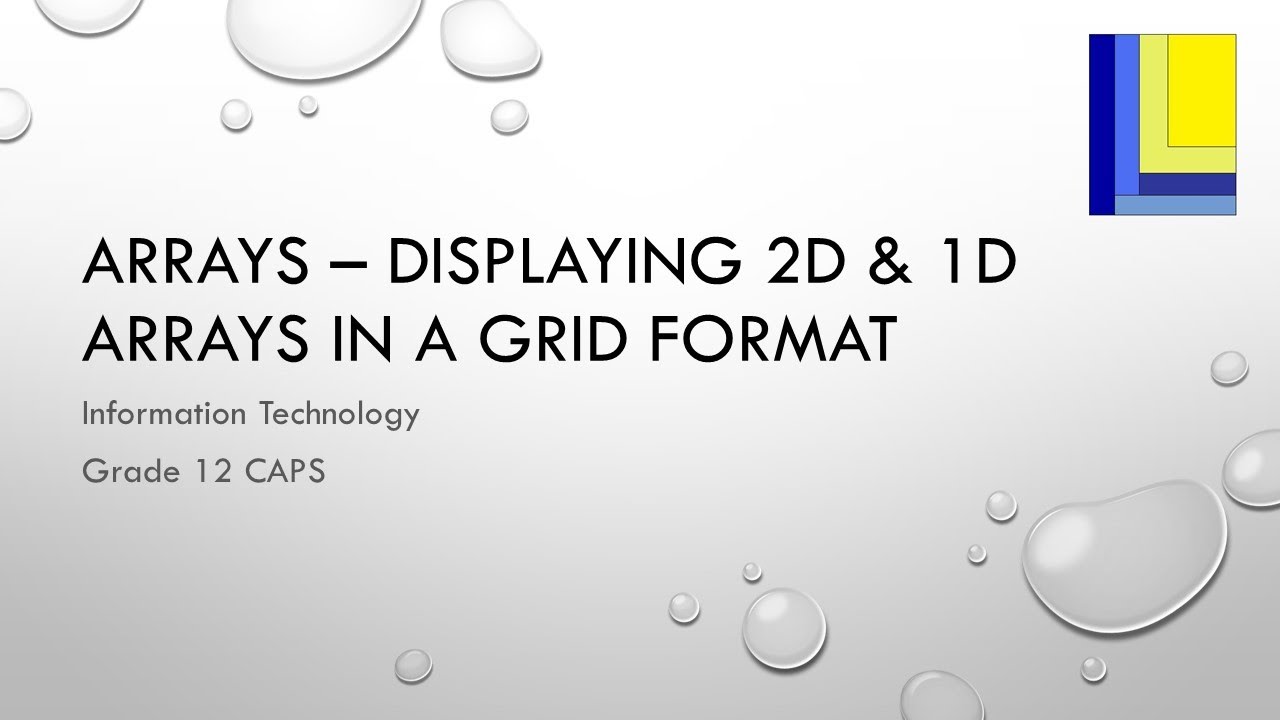 Arrays – Displaying 2D and 1D arrays in a Grid format