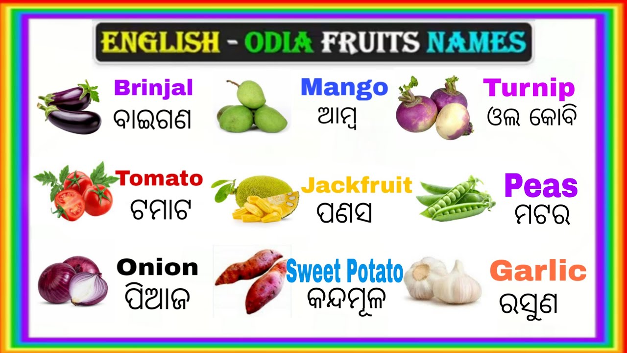 Vegetable name in English | English Word Meaning Practice | English to Odia dictionary & word book