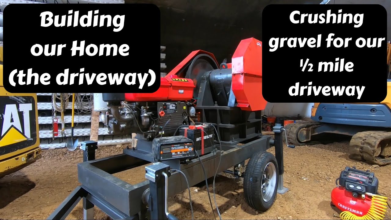 Crushing gravel for our 1/2 mile driveway