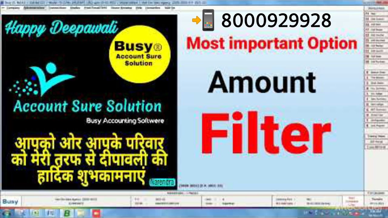 How to Use Filter Option In Busy Software|| How to check High Amount In Busy Software