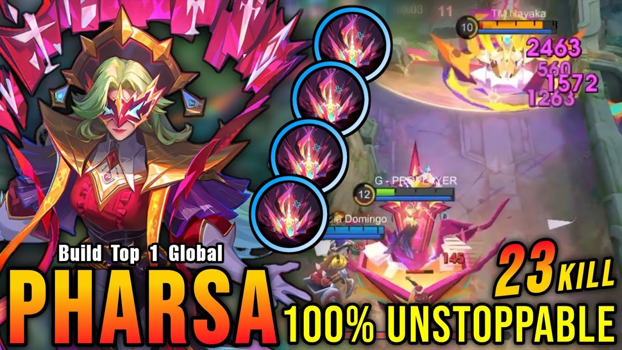 23 Kills No Death!! Pharsa Unstoppable Midlaner!! - Build Top 1 Global Pharsa ~ MLBB