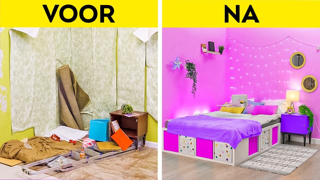 EXTREME KAMER MAKE-OVER || Coole huisdecoratiehacks