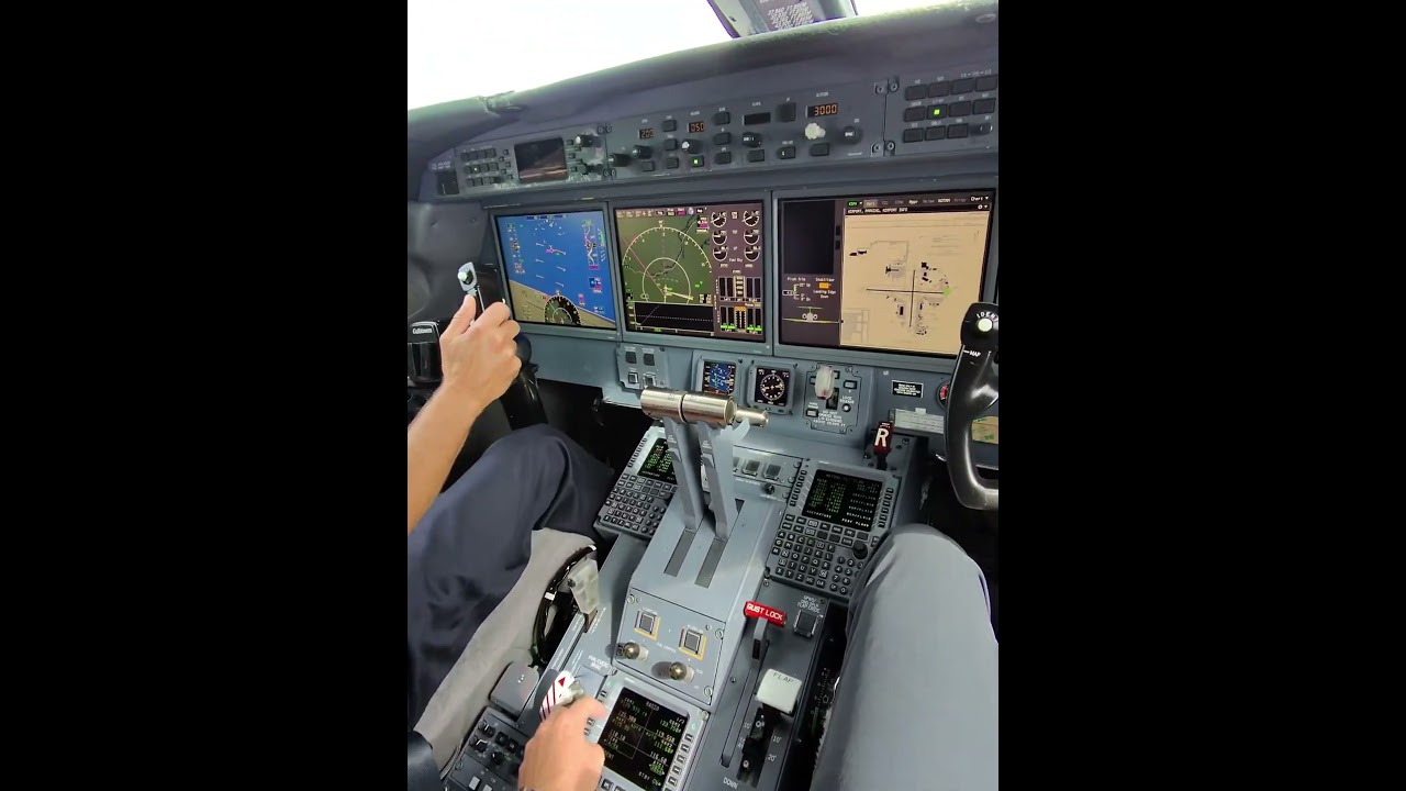 Copilot view from inside the cockpit of a Gulfstream G550 on takeoff from Savannah, GA.