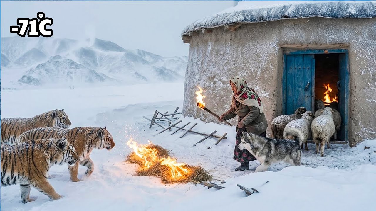 -75°C blizzard : An 89-year-old widow saves a tiger and protects her sheep from a pack of wolves