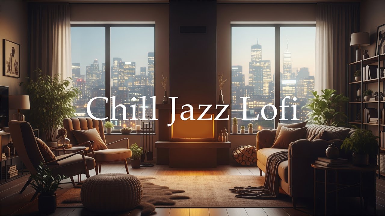 Relaxing Jazz Fireplace Ambience | Cozy Rainy Night Jazz Music for Study & Chill