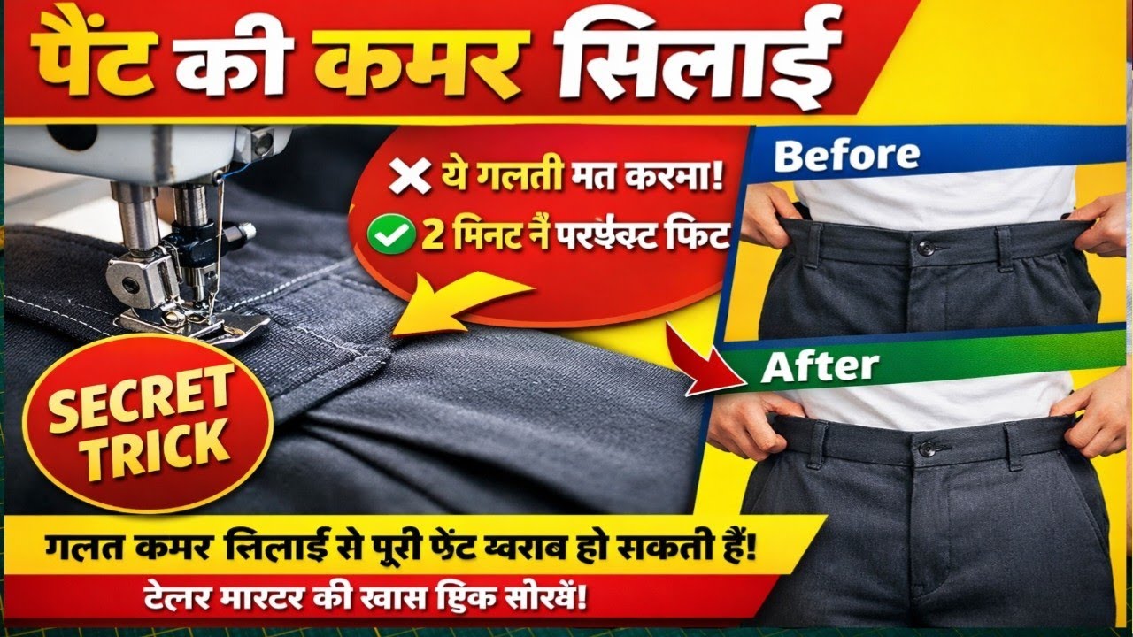 एक ही स्टेप में पेंट की कमर जोड़ना सीखें। सिर्फ 2 मिनट में पेंट कमर जोड़ने की झंझट खत्म