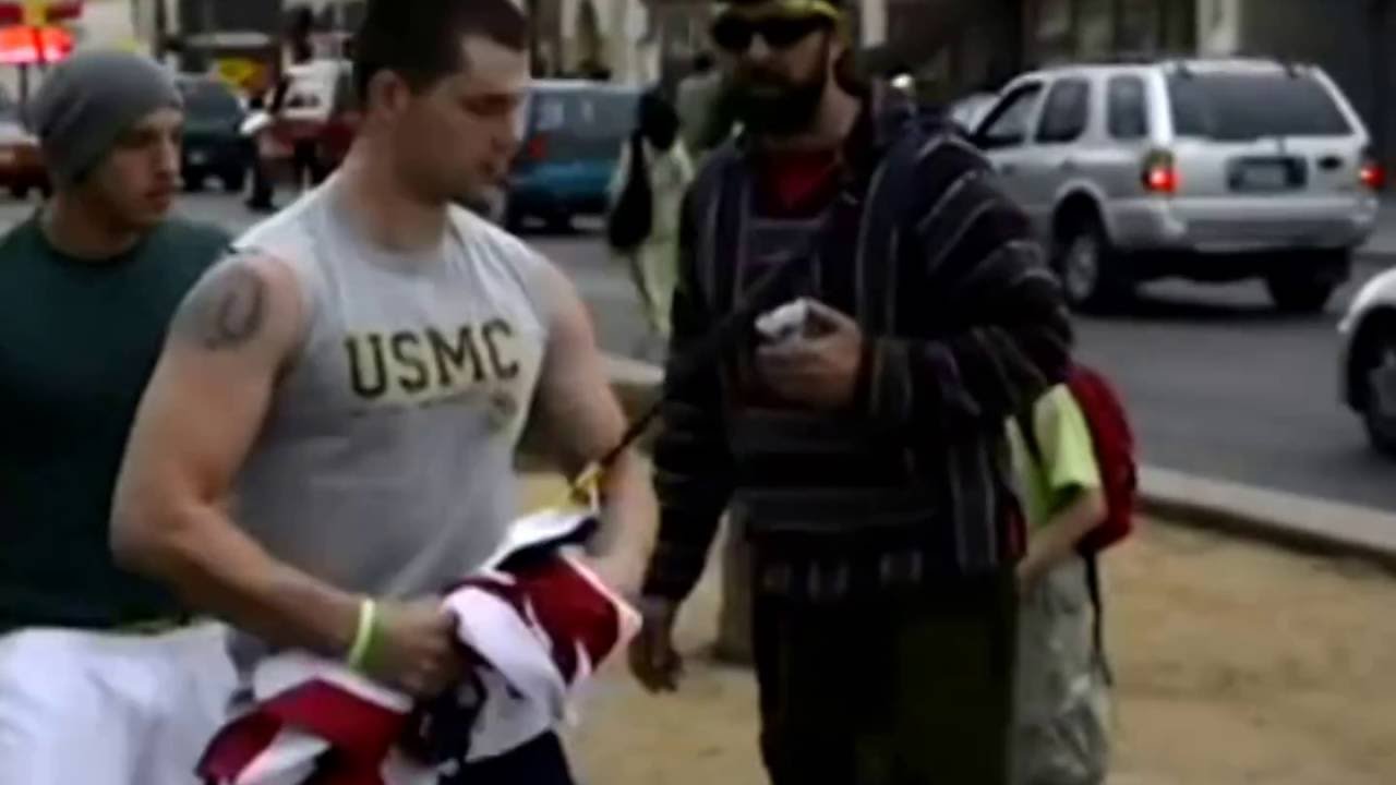 U.S Marine save the US Flag