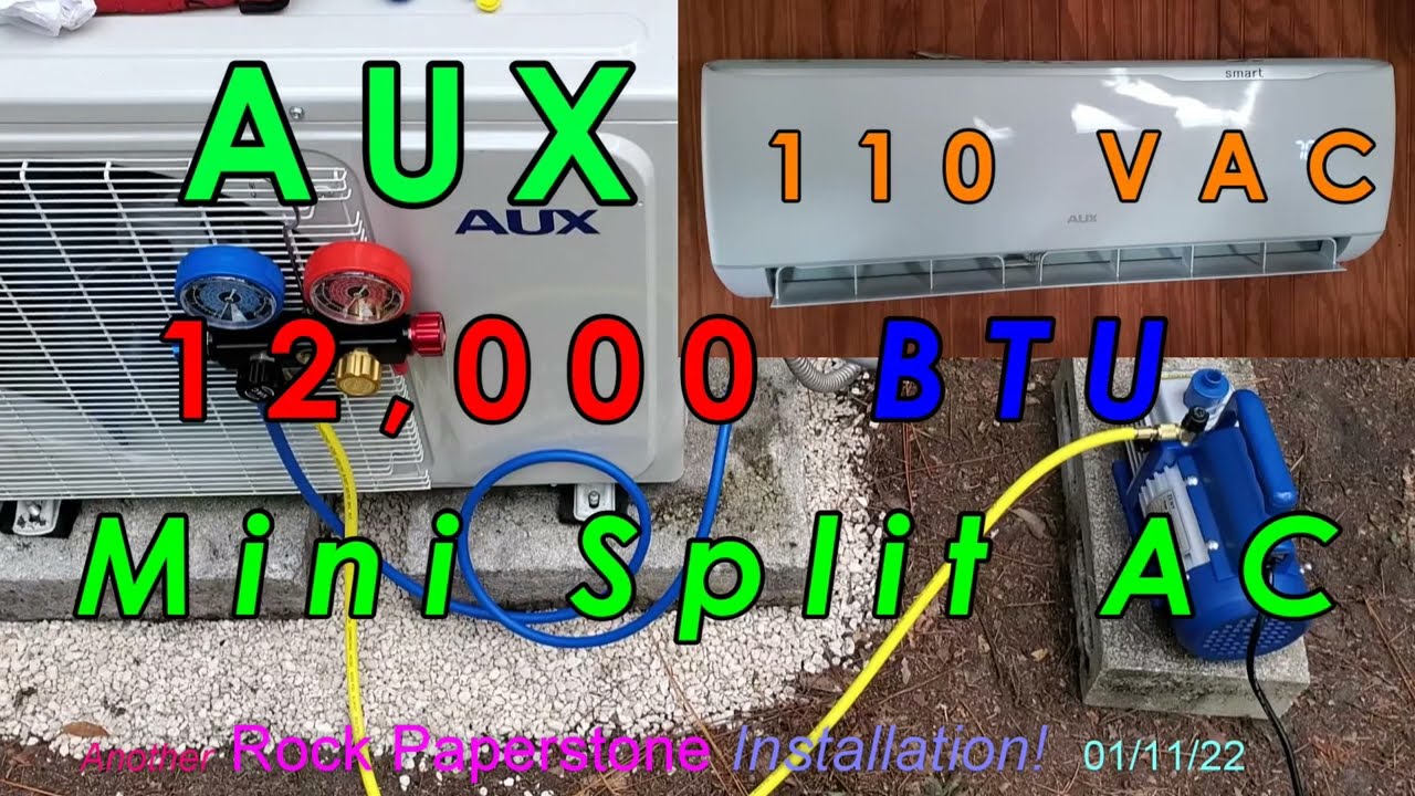 AUX 12000 BTU 115-Volt 17 SEER Smart Ductless Mini Split AC and Heater With 12 ft Line Set Install
