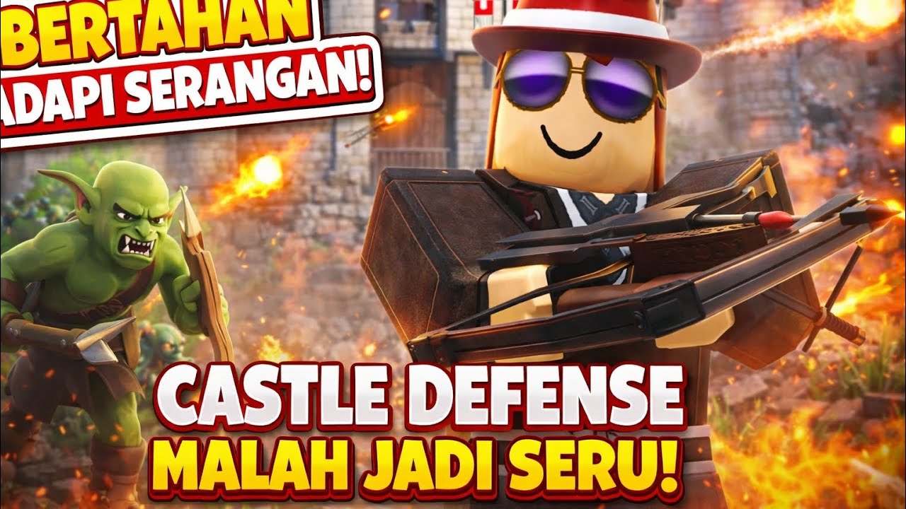 Aku bangun pertahan di Game Roblox melawan Goblin yang mau menyerang kastil ku! 
