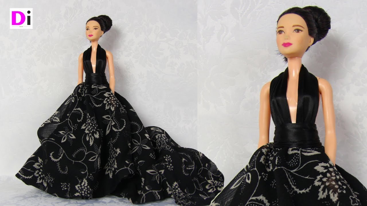 Вечернее платье для куклы Барби с открытой спиной. How to make dress for Barbie dolls