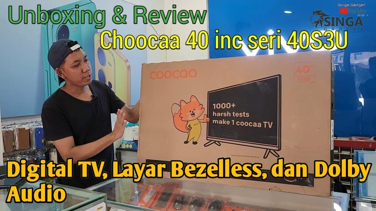 Unboxing COOCAA 40S3U smart TV 40inch  sudah Digital TV dan Speaker Suport Dolby Audio