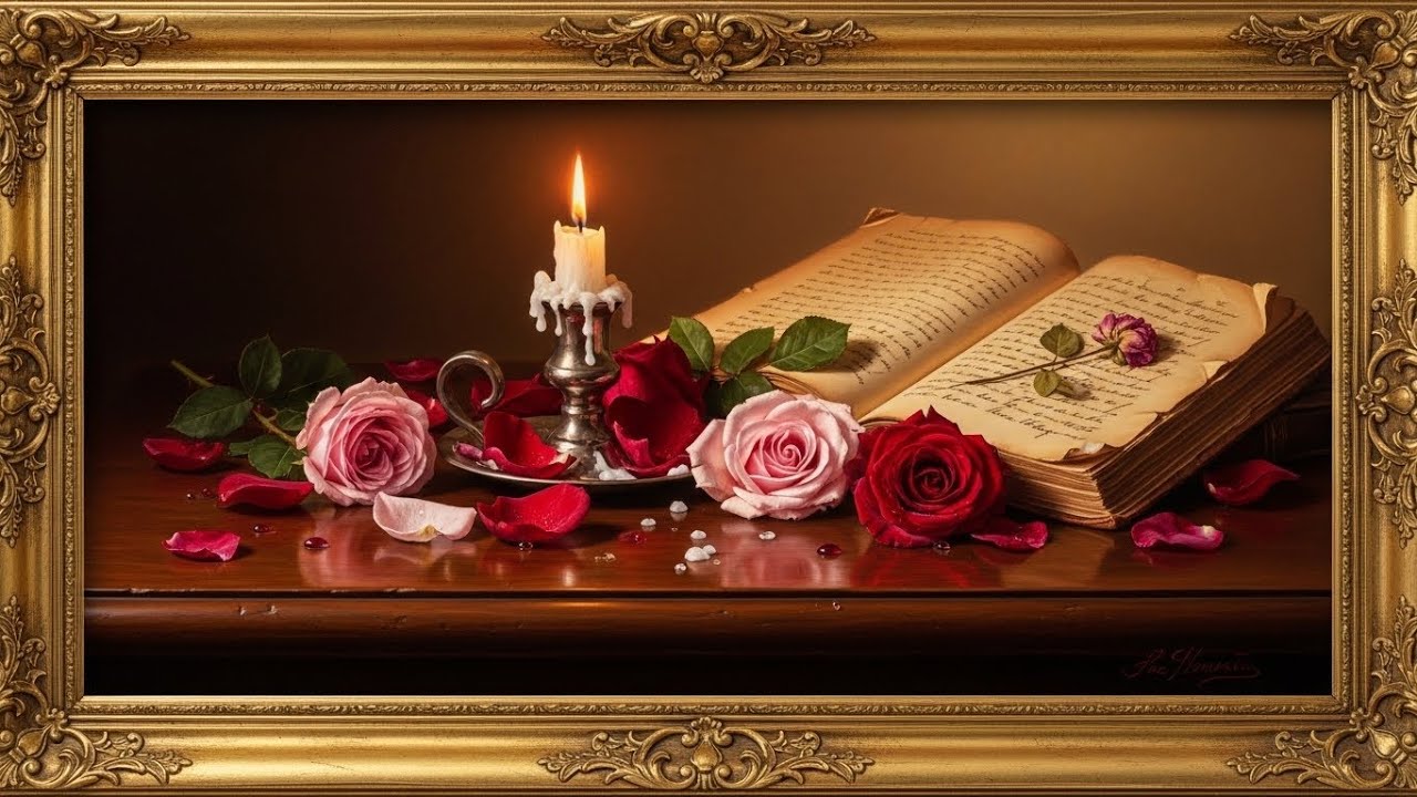 Frame TV Art with Music Romantic Dark Academia Still Life | Samsung Frame TV Art | Vintage Aesthetic