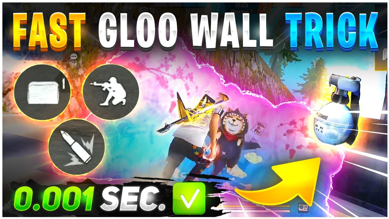 Free Fire Fast Gloo Wall Trick 🔥| Sit Up Gloo Wall Trick | Super Fast 🔥 360 Degree Gloo Wall Trick