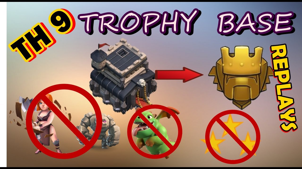 🛡CLASH OF CLANS🛡TOWN HALL 9 (TH9)🏆TROPHY PUSHING BASE/ONLY 1⭐ HYBRID BASE / DEFENSE REPLAYS 2017