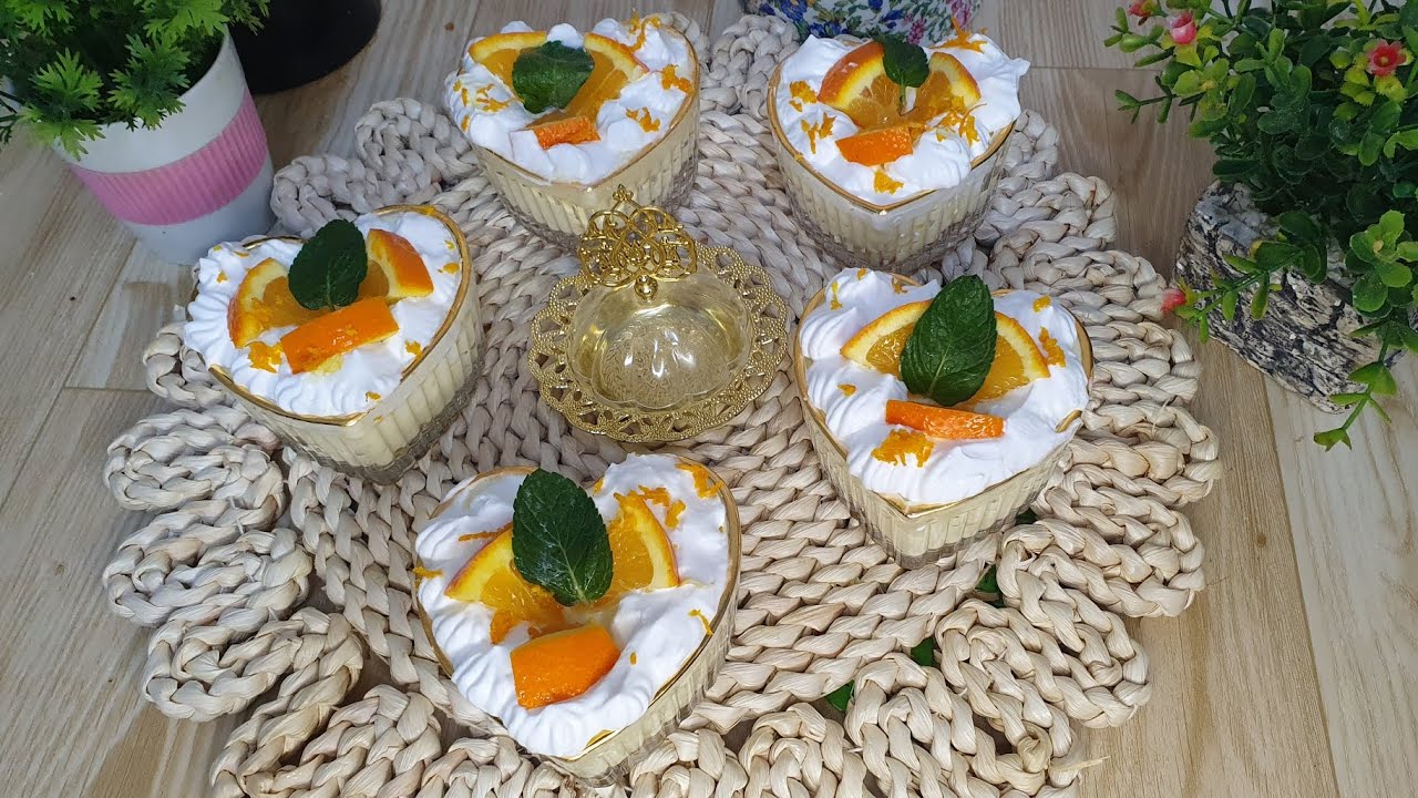 Dessert à la mousse d orange 🍊 تحلية بالبرتقال خفيفة 👌ساهلة 👍و بنيييينة 😋#تحليات رمضان 🇩🇿