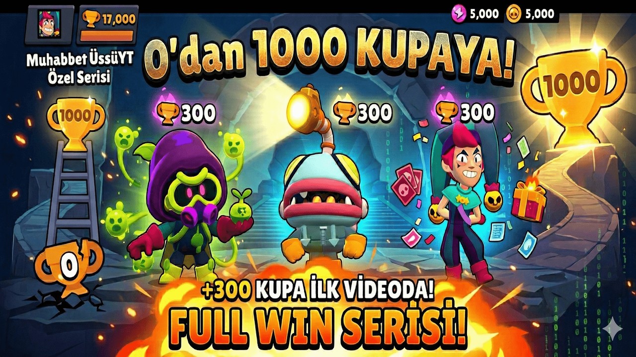 0'dan 1000 Kupaya! 🔥 İLK BÖLÜMDE FULL WİN İLE 300 KUPA YAPTIK! 🏆 | BRAWL STARS