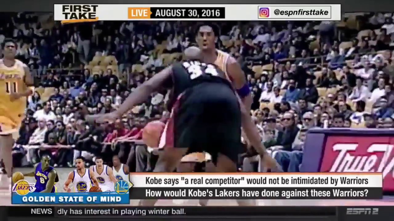 ESPN FIRST TAKE 2/10/17 Kobe Bryant talks about Kevin Durant AND THE Warriors