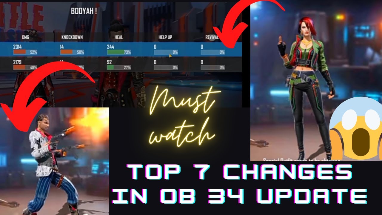All changes in ob 34 update #1|Freefire Max updates