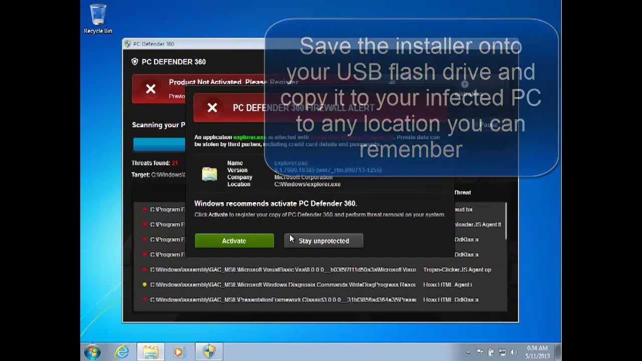 PC Defender 360 virus removal from Windows Vista, 7 & 8