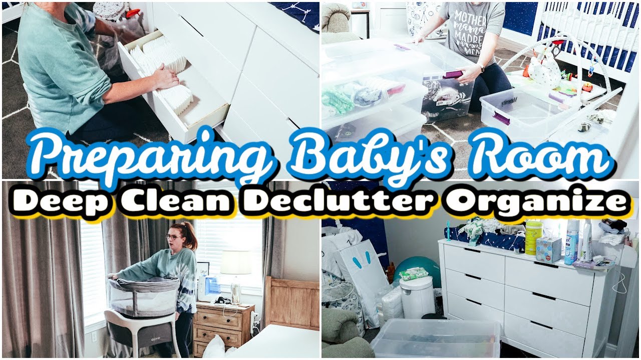 DEEP CLEAN DECLUTTER ORGANIZE WITH ME 2021 PREPARING BABY'S ROOM SATISFYING BEFORE & AFTER