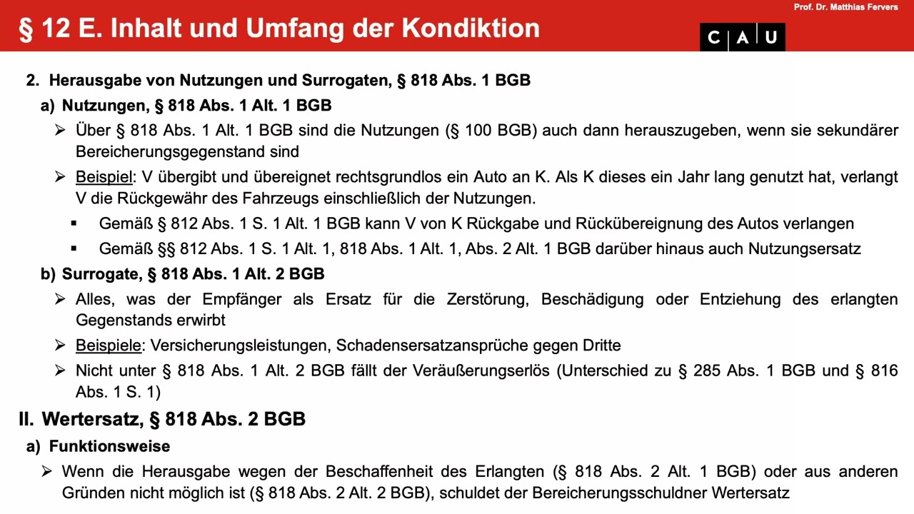 Schuldrecht BT – Folge 29 (§ 818 Abs. 3 BGB, Saldotheorie, Vorrang der Leistungskondiktion)