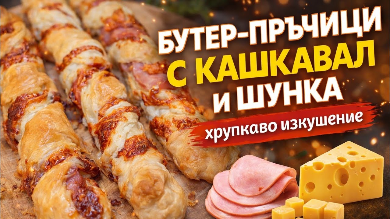 🌟 БУТЕР-ПРЪЧИЦИ С КАШКАВАЛ И ШУНКА — хрупкаво изкушение! | Puff Pastry Sticks with Cheese & Ham 🧀🥓