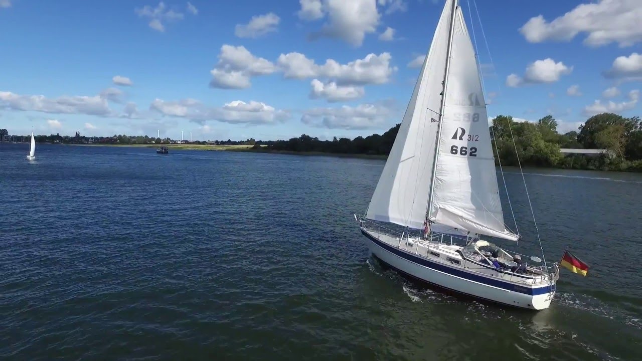 Hallberg-Rassy 312 Mk II sailing on the Schlei in Germany
