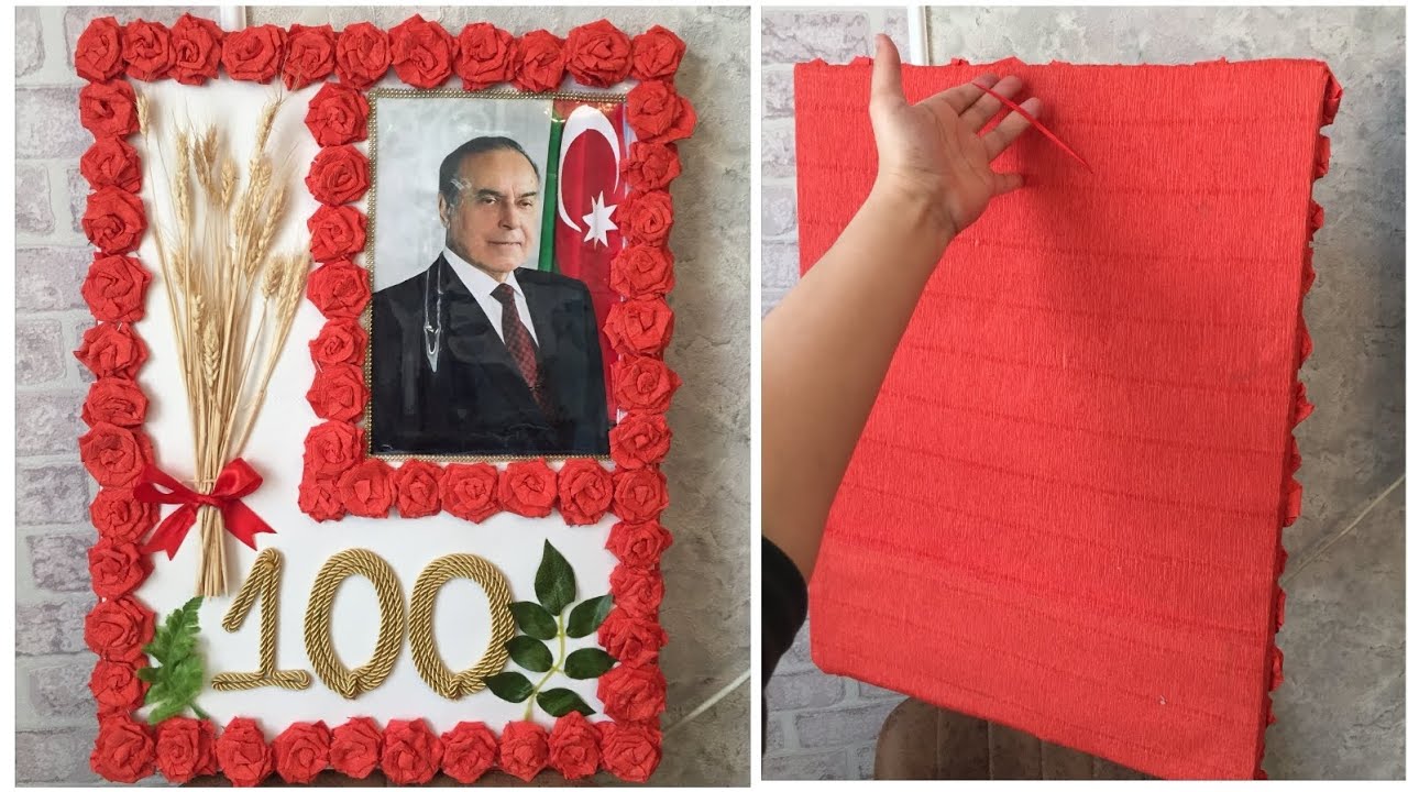 Gül bayramına aid əl işi | Kağızdan gül hazırlanması | |Heydər Əliyev el isleri