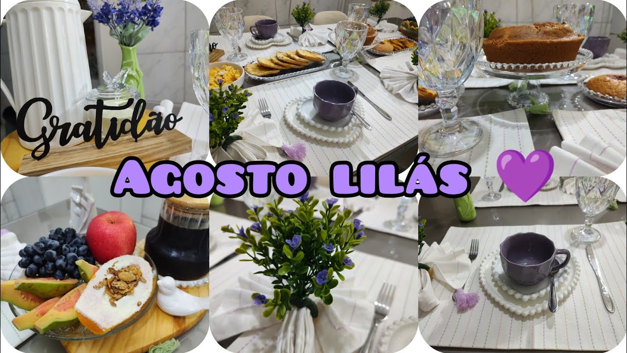 MESA POSTA LILÁS PARA O CAFÉ DA MANHÃ OU CAFÉ DA TARDE AGOSTO LILÁS 💜