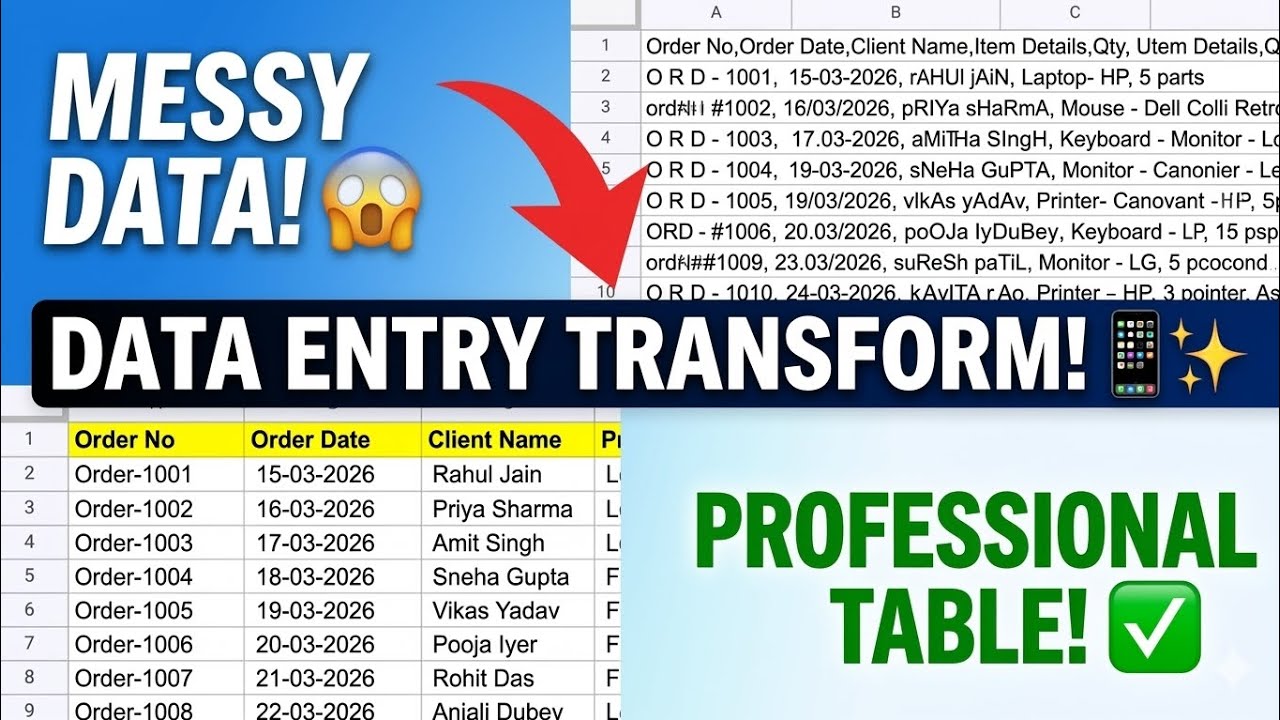 Mobile Se Data Entry Kaise Kare? | Excel Data Cleaning Tutorial in Mobile