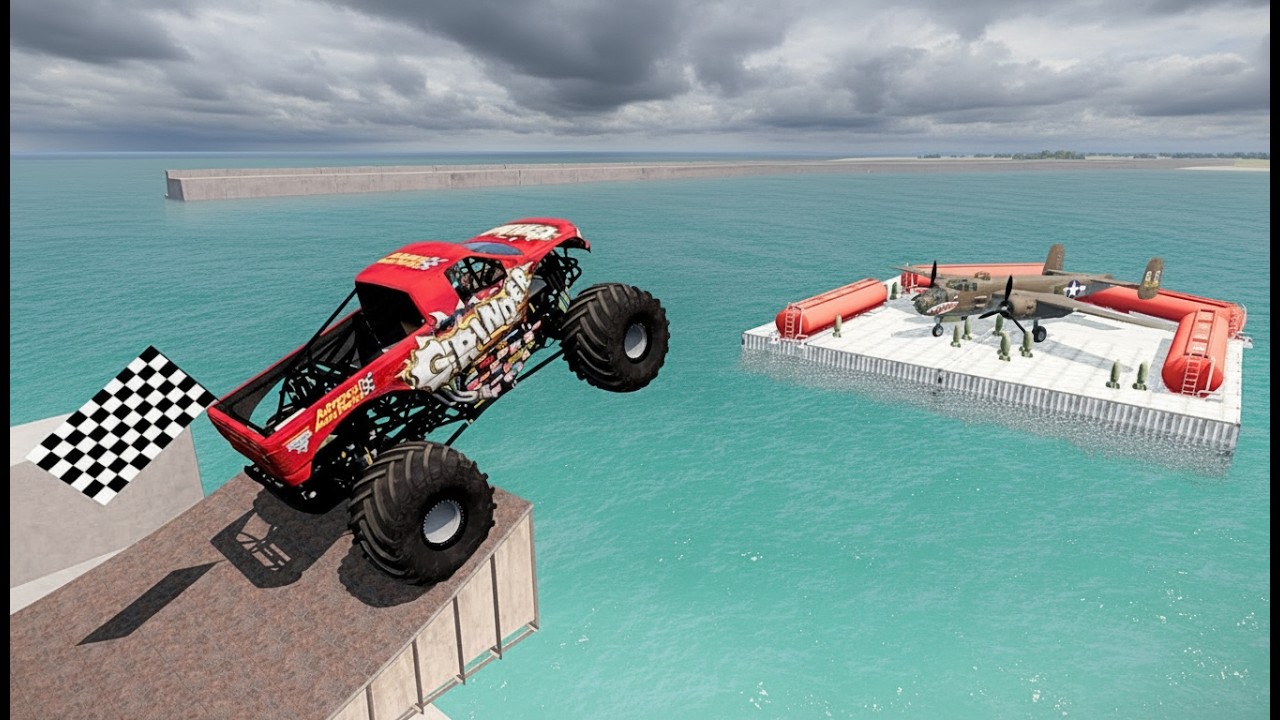 BIG AIR Monster Jam Jumps! Extreme Truck Stunts (BeamNG.drive)