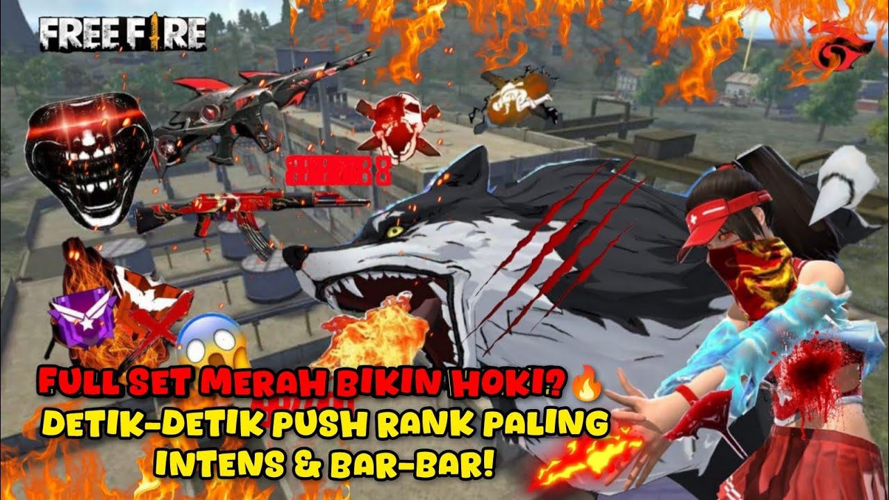 MENYALA BANGET! 🔥 Push Rank Pakai Full Set Merah, Musuh Auto Silau! 🔴 #freefire #kocak #keren #gila