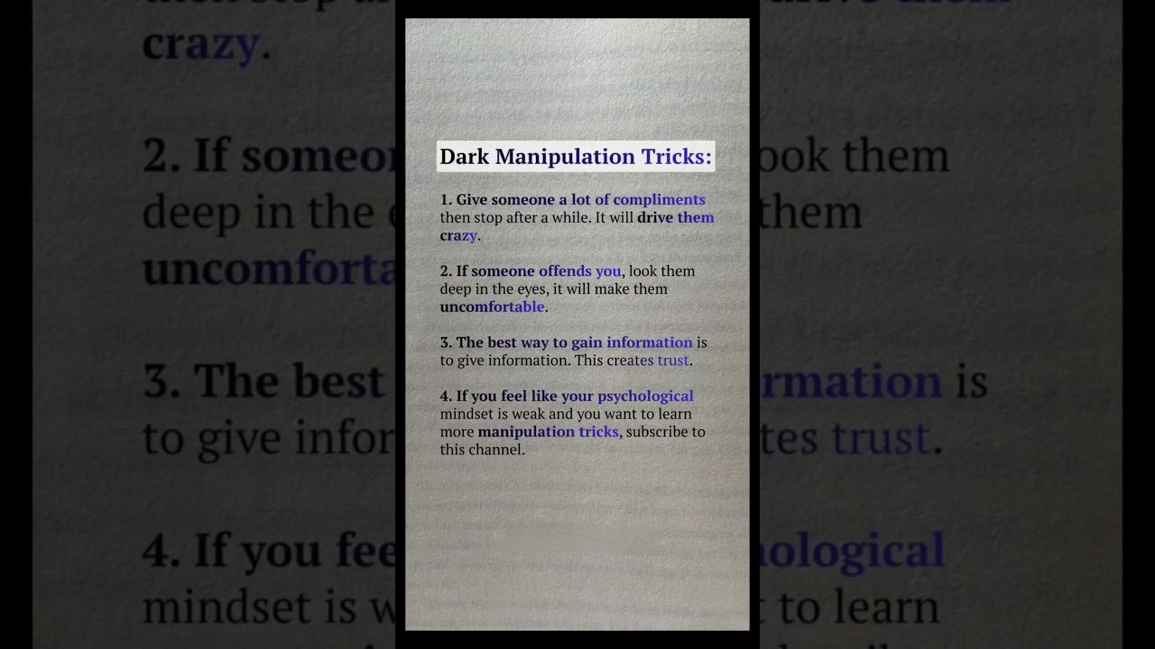 Dark Psychology Manipulation Tricks | Mind Control & Influence