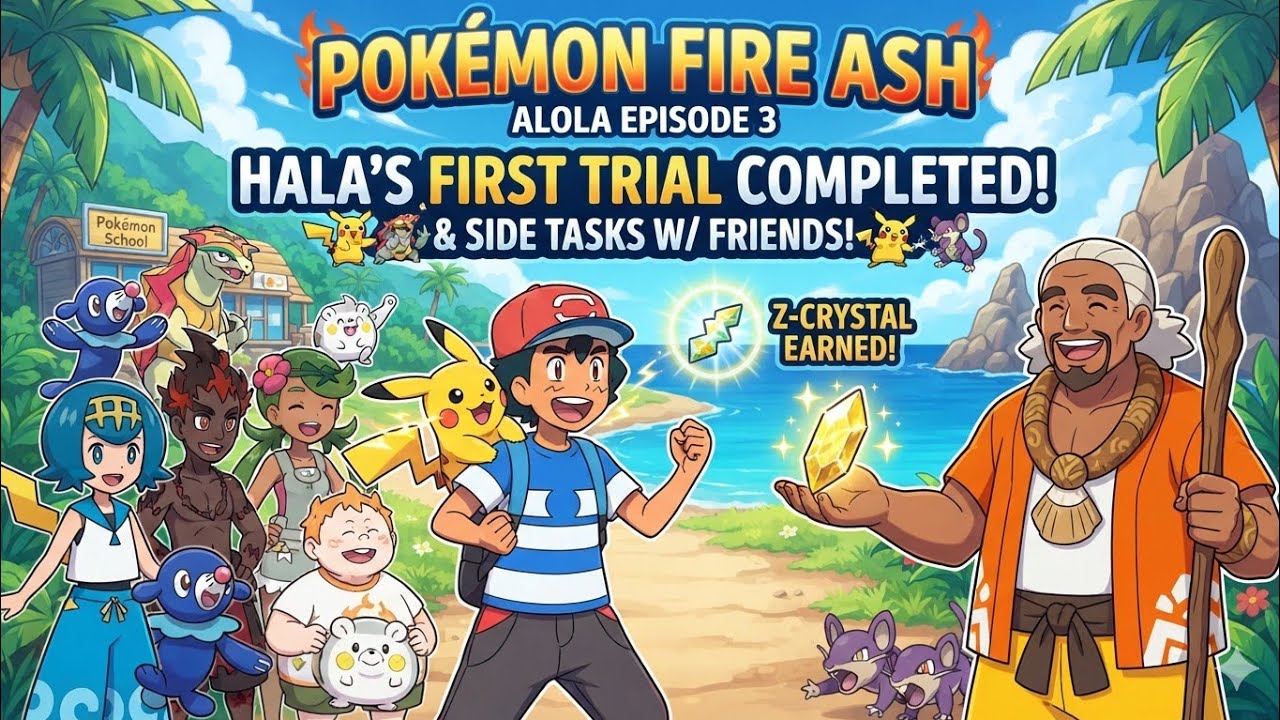 Pokemon Fire Ash (Alola) # Episode 3 Mall Mayhem and Trial Triumphs: The Road to the Grand Trial!