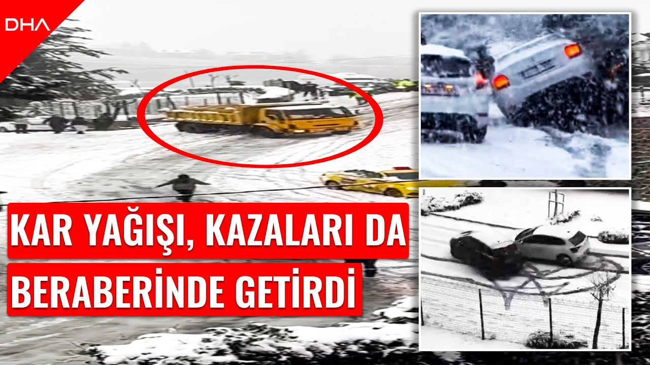 İstanbul’da kar yağışı sonrası yaşanan kazalar kamerada