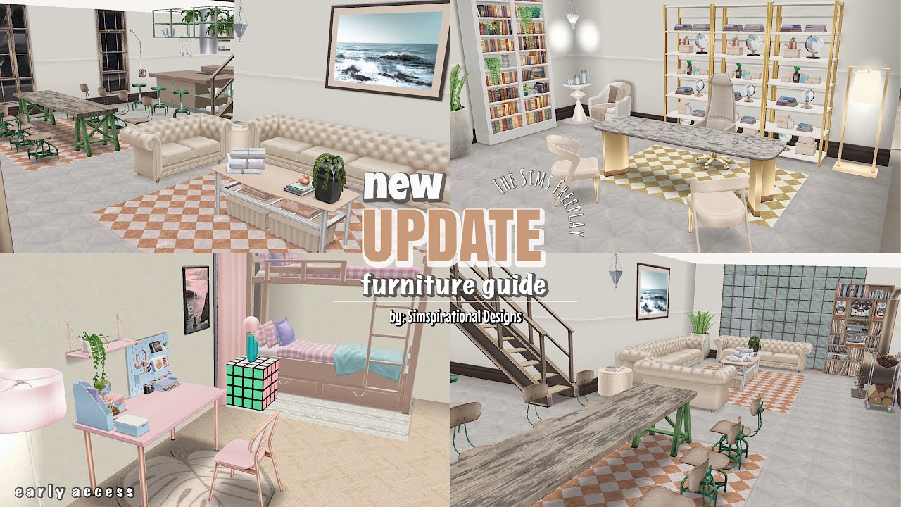 NEW UPDATE FURNITURE GUIDE| The Sims Freeplay | Early Access | Simspirational Designs