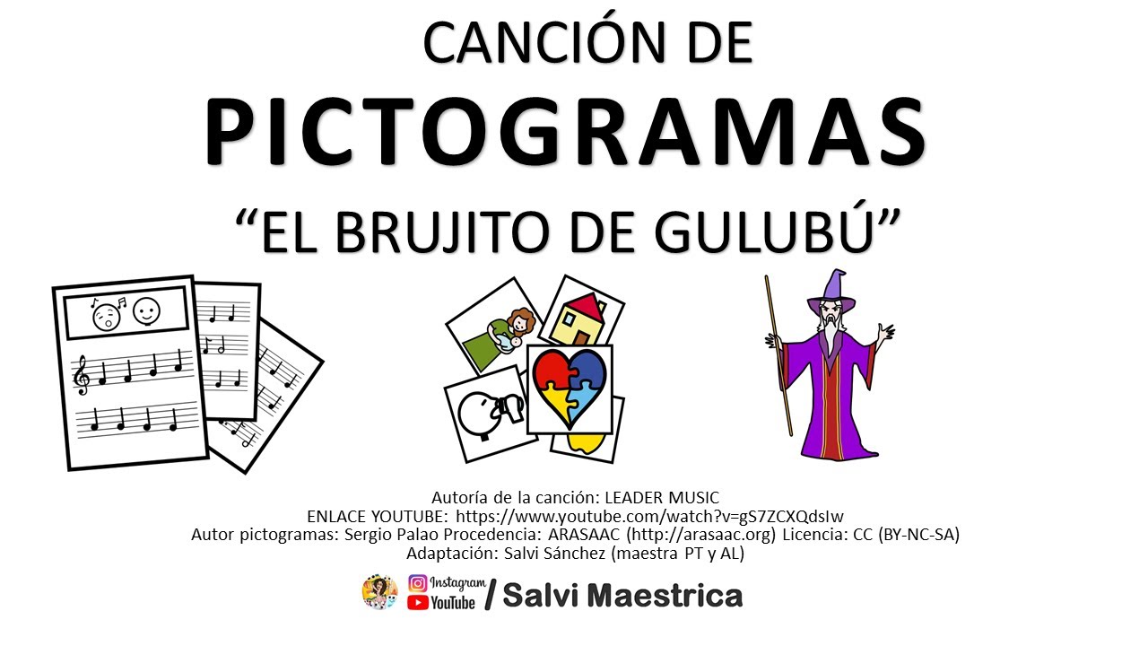 EL BRUJITO DE GULUBÚ | CANCIÓN EL BRUJITO DE GULUBÚ CON PICTOGRAMAS EN ESPAÑOL | EL BRUJITO GULUBÚ