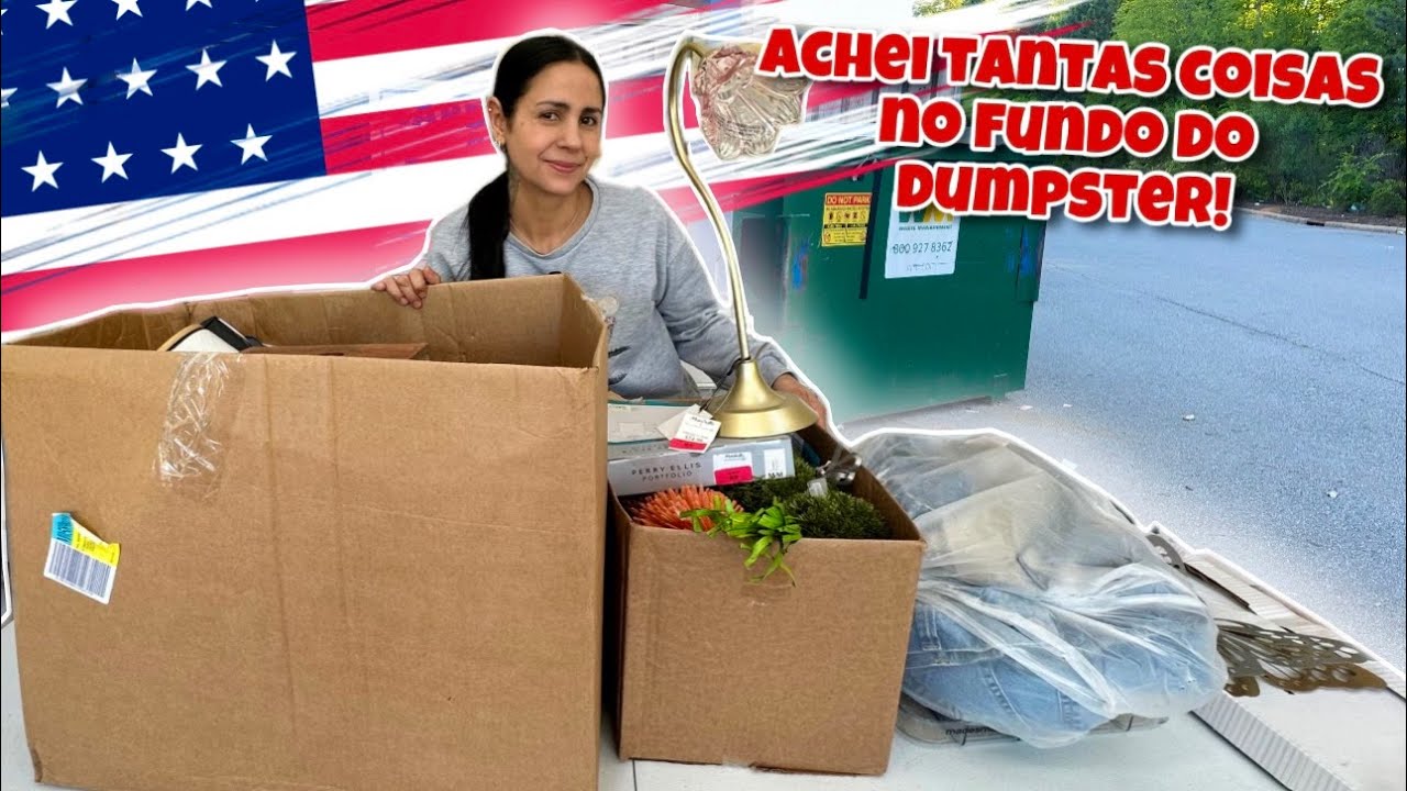 Achei tantas coisas no fundo do dumpster dos Estados Unidos!🇺🇸