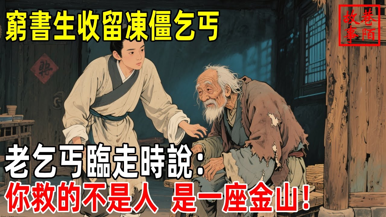 窮書生收留凍僵乞丐，老乞丐臨走時說：你救的不是人，是一座金山！【巷陌故事會】#故事#民间故事#故事会#民間故事#故事會#温馨故事#民间传统故事