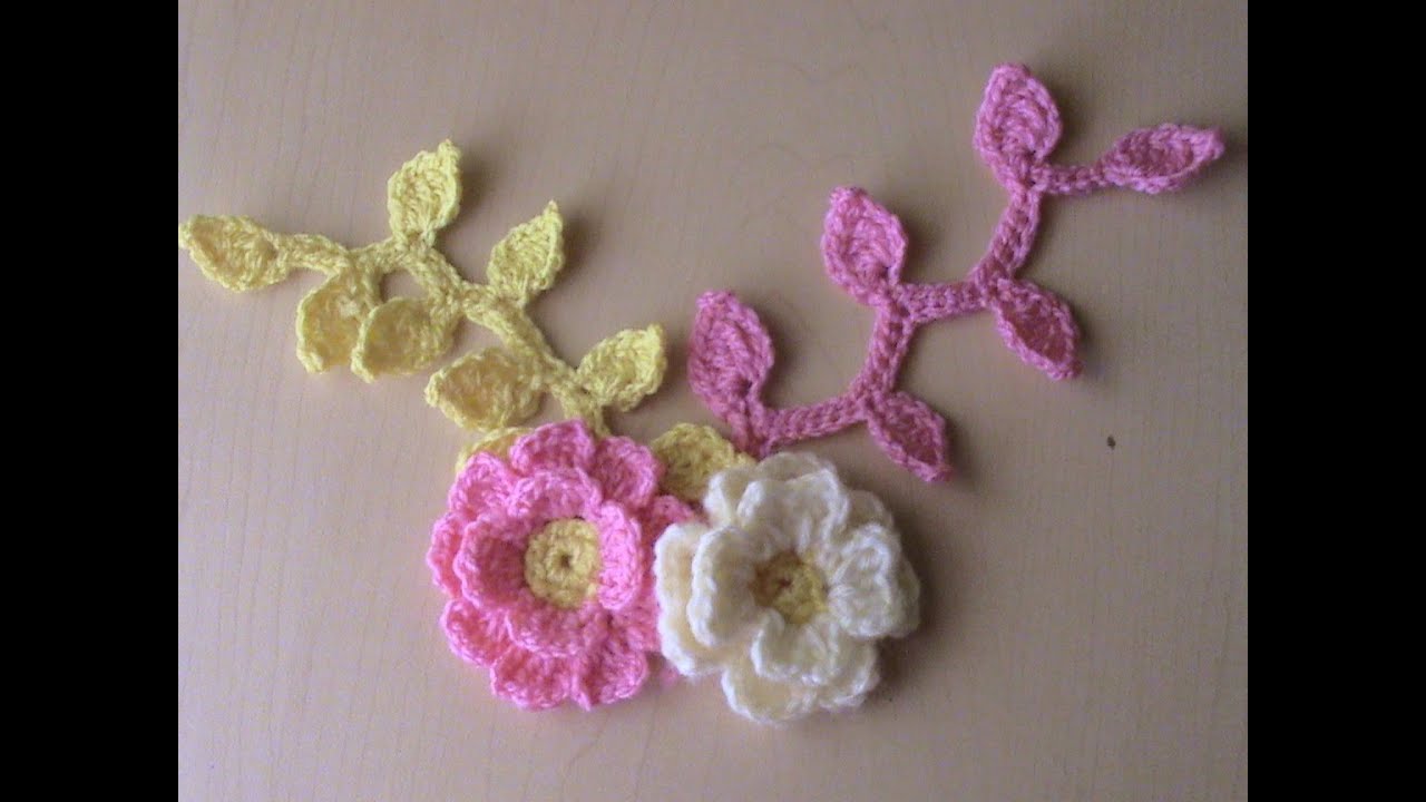 RAMA DE HOJAS  en crochet