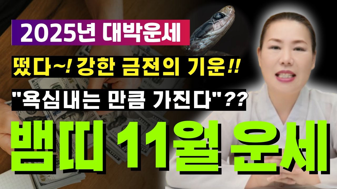 🌟2025년 11월 뱀띠운세🌟 신사생, 기사생, 정사생, 을사생, 계사생... 원하는 만큼 다~ 가져가는 운기? [양평용한점집 청화신당]