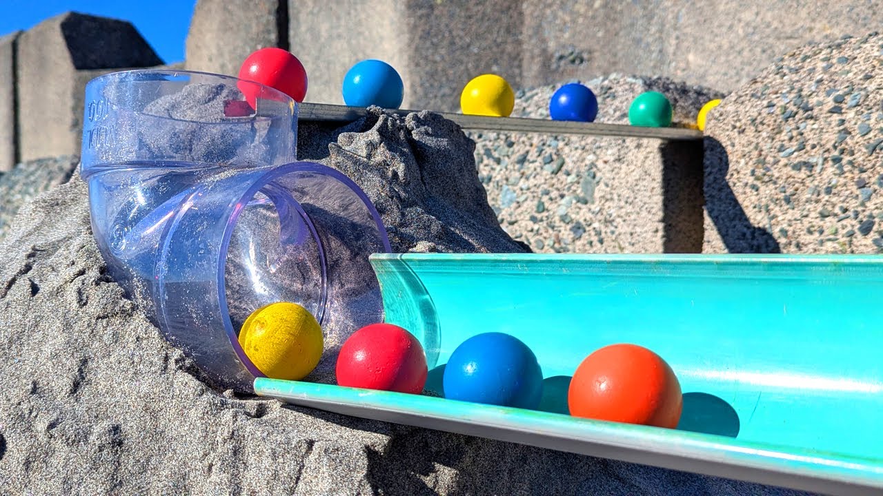 Marble Run Sandy Beach ☆ Natural Objects & Handmade Gimmicks Course