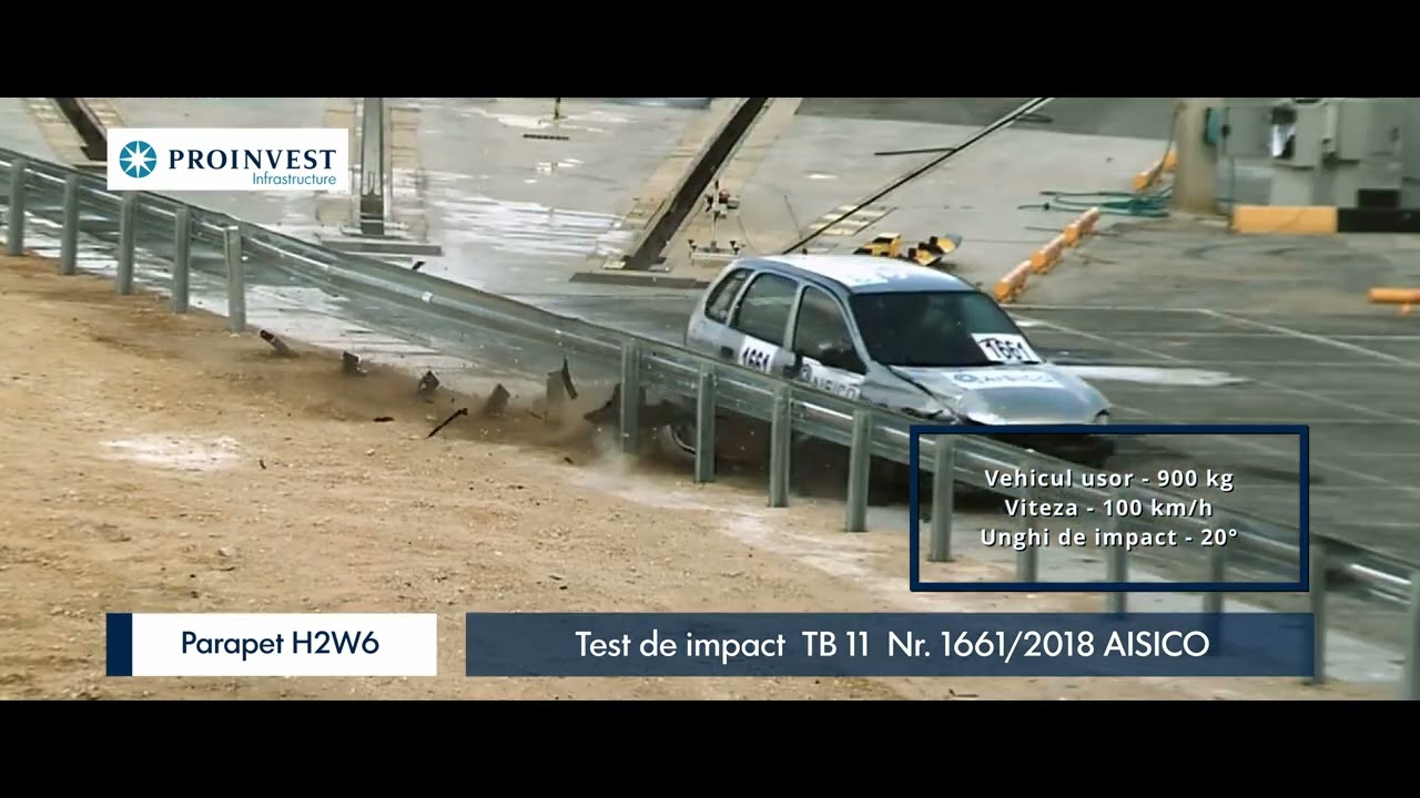 Teste de impact H2W6 - Sistem de parapet deformabil lateral MBS Proinvest Group
