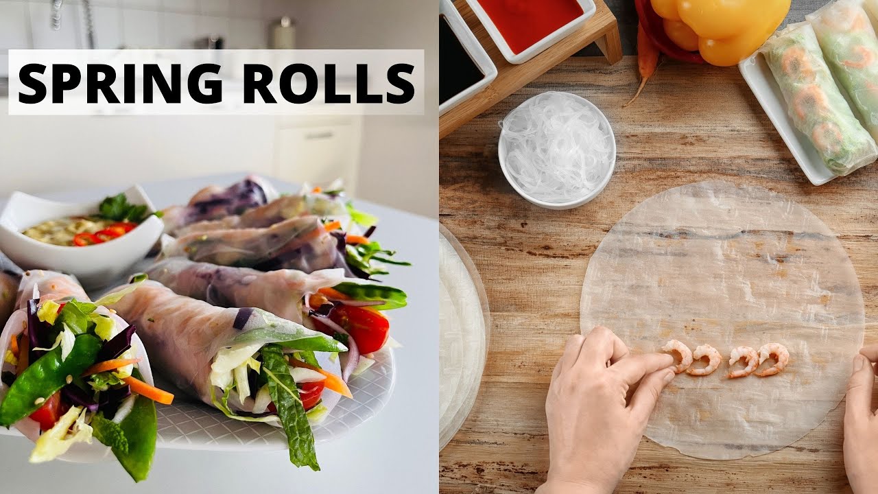 SPRING ROLLSY Z SOSEM Z TAHINI W PAPIERZE RYŻOWYM.