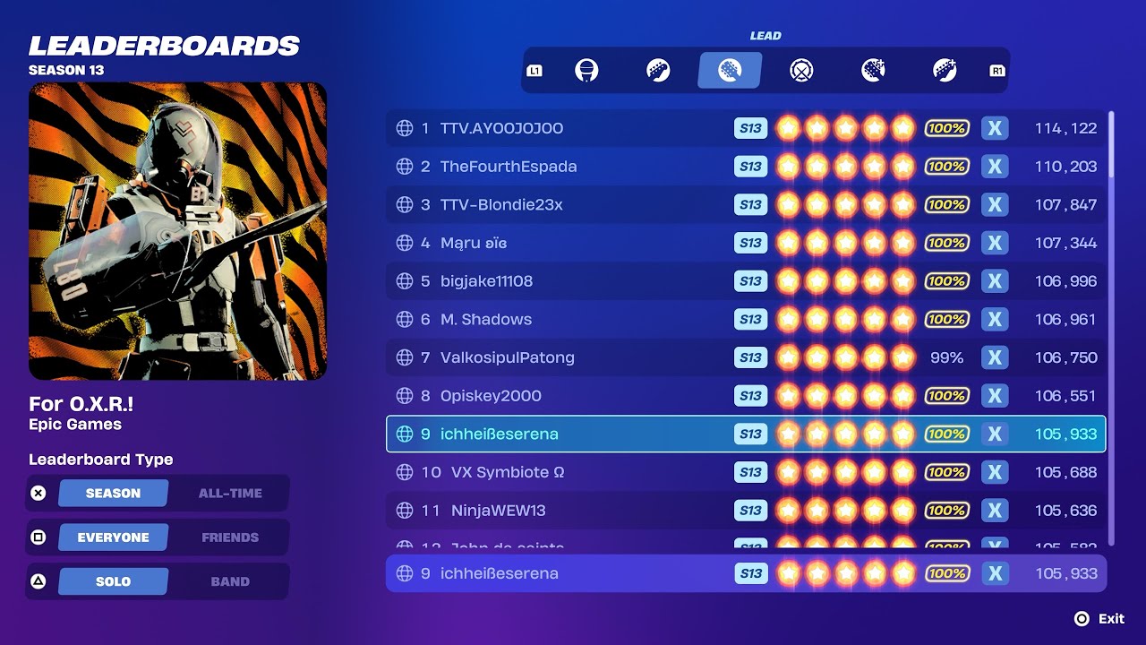 [Fortnite Festival S13] For O.X.R 100% FC Expert Lead 9th Place