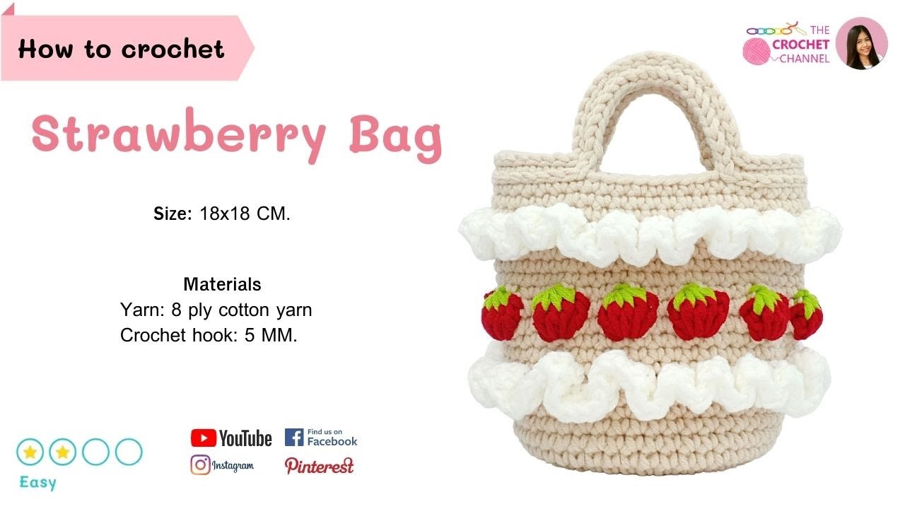 How to crochet a Wonderful Strawberry bag #Free pateern DIY bag tutorial for all crochet beginners.