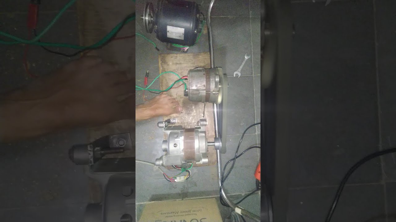 CAR ALTERNATOR MOTOR SETUP WITH WASHING MACHINE MOTOR AT HIGH SPEED