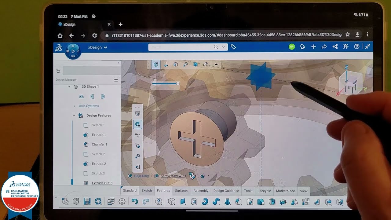 #xDesign Touch Mode | How to make Gear Ring design? | #Screw | #3DEXPERIENCE | #3DCreator |