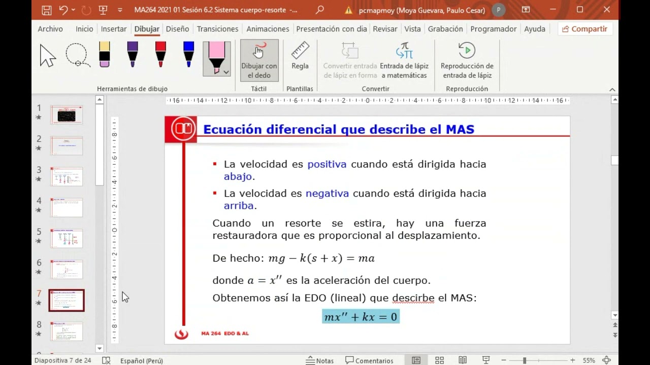 MOVI. ARMONICO SIMPLES I ECUACIONES DIFERENCIALES